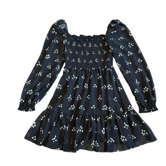 Wilfred Aritzia Tempest Dress Black Aqua Print Long Sleeve Mini Length Size XS - Picture 10 of 15